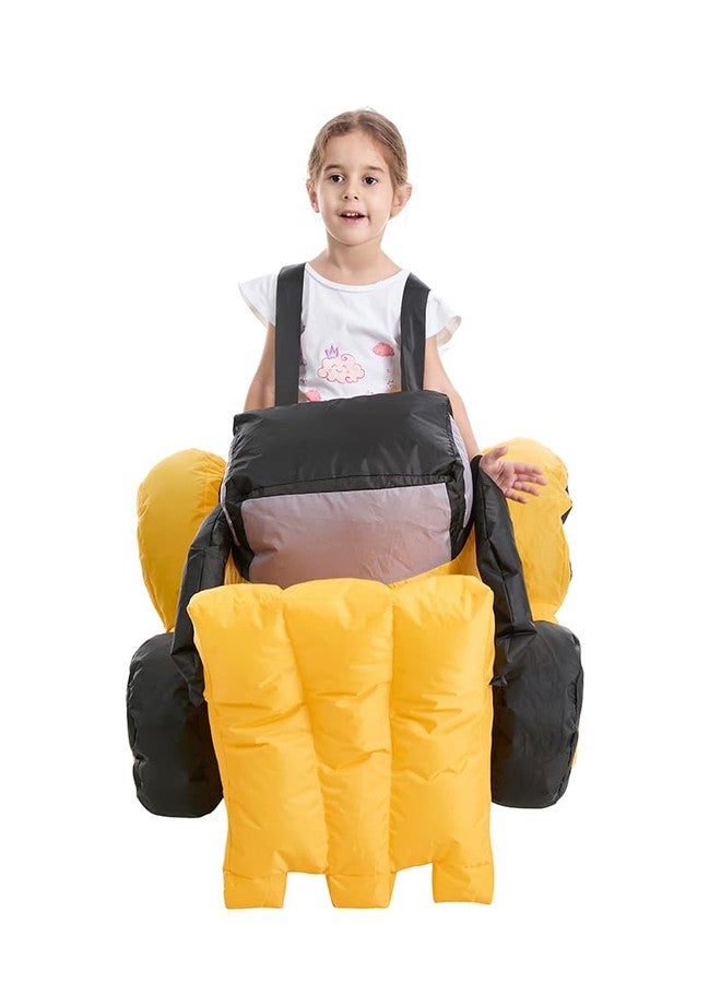 HSCTEK Inflatable Construction Digger Costume Toddler, Blow Up Ride On Tractor Cosplay Kids Child Girls Boys, Riding Truck Halloween Costume Children 4T - Image 3